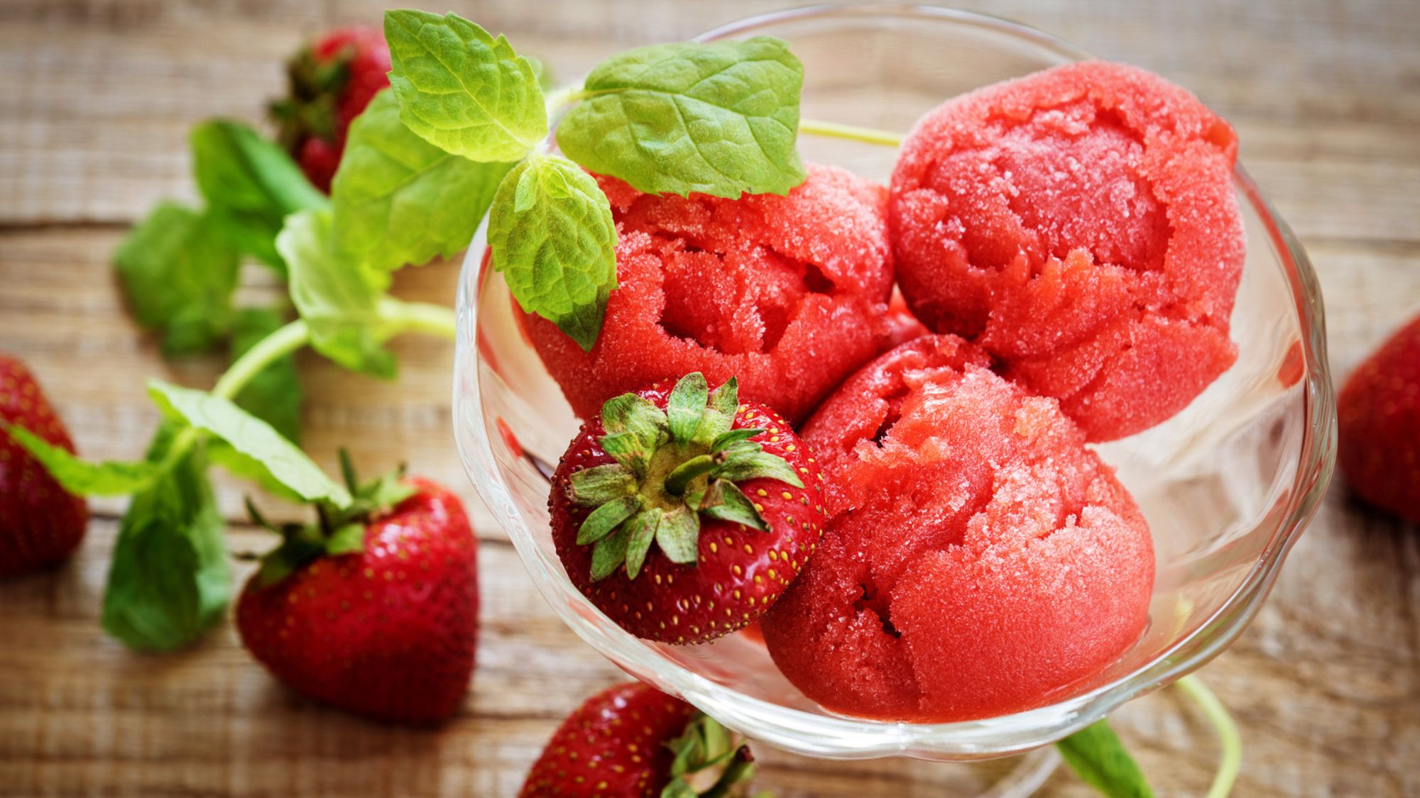 A delicious strawberry ice cream made with sorbet fostering amazing facts about ice cream