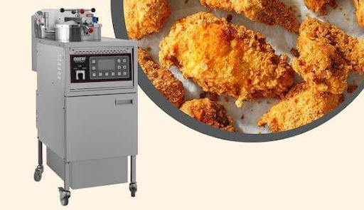 Fried meat with Henny penny pressure fryer